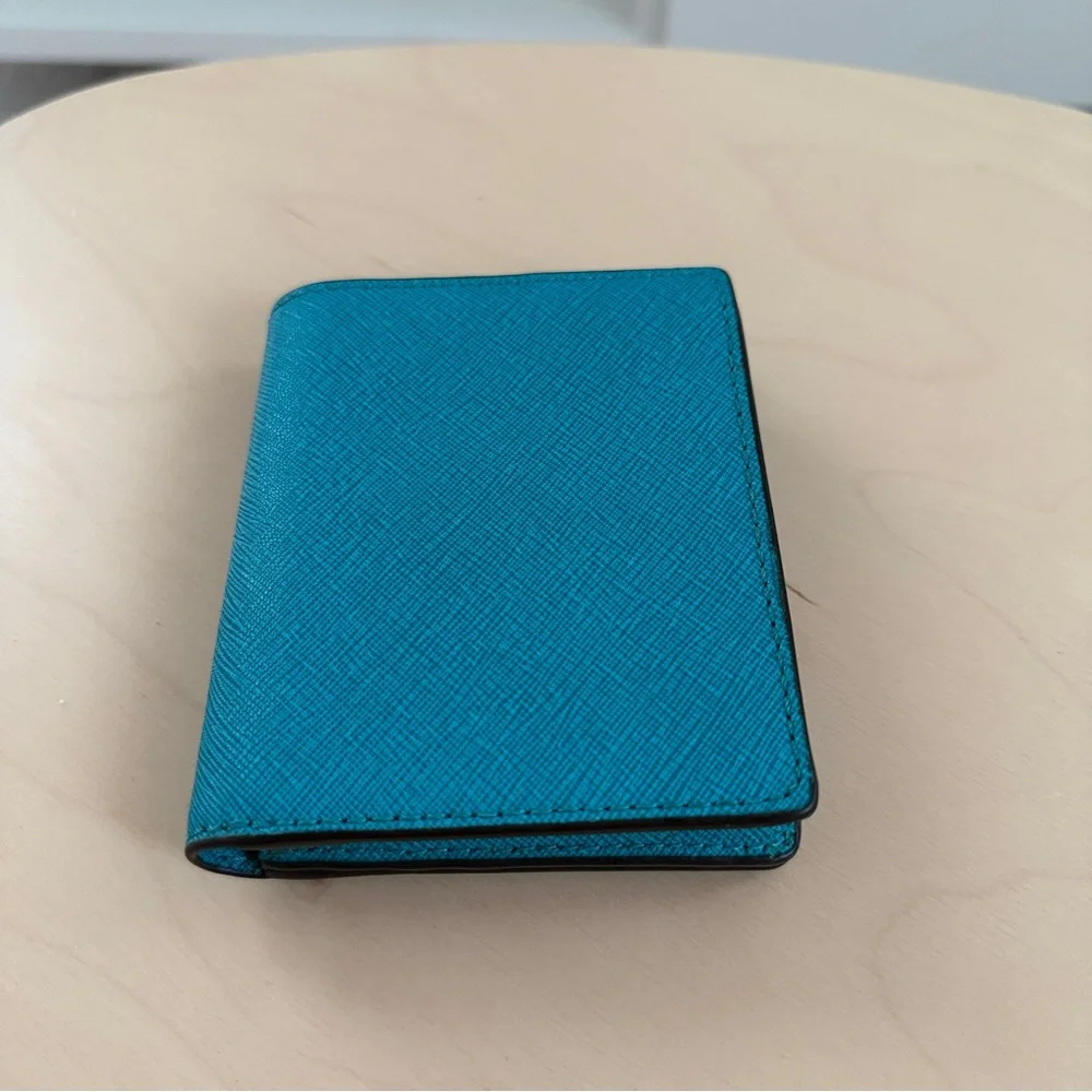 Michael Kors Teal Saffiano Leather Snap Wallet | Slim Card Case